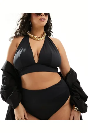 ASOS Curve Maya mix and match deep band high waist bikini bottom in