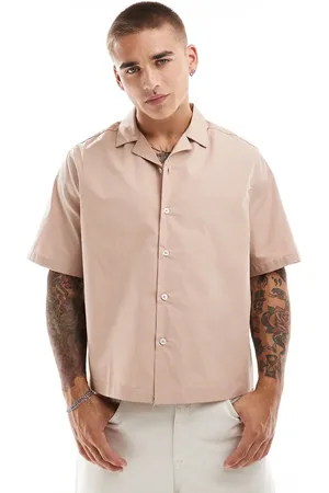 ASOS Relaxed boxy shirt with revere collar in clay