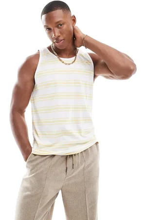 Brave Soul Classic stripe vest in & yellow