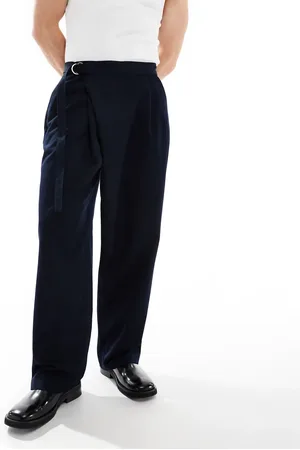 ASOS Smart wide leg trousers with crossover side belt in