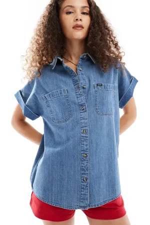 Lee Short sve loose fit denim shirt in
