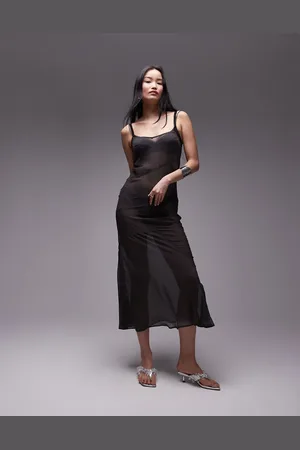 Topshop Exposed seam sheer maxi dress in