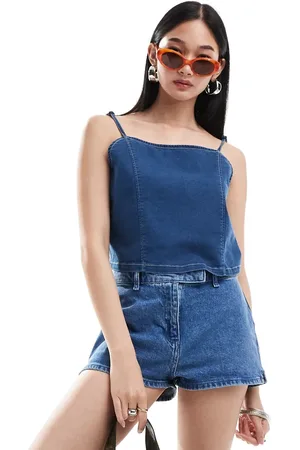 Denim Project Strappy denim top in midwash