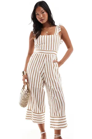 VILA Jumpsuit with tie back in spice stripe