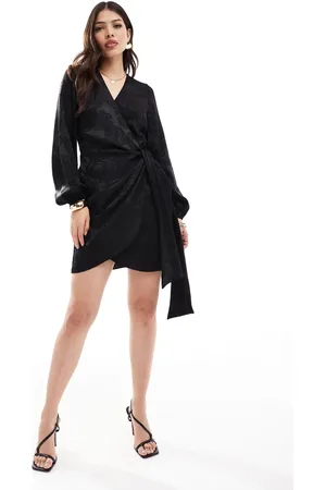 Never Fully Dressed Vienna satin wrap mini dress in