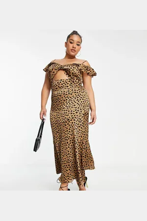 Never Fully Dressed Frill sleeve cut-out maxi dress in leopard