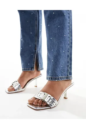Simmi London Simmi London Bexley mid heeled mules with eyelet buckle detail in