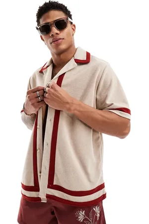 ASOS Relaxed revere panelled towelling shirt in