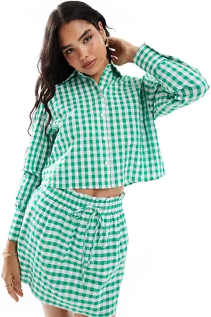 ASOS Linen look crop shirt co-ord in gingham
