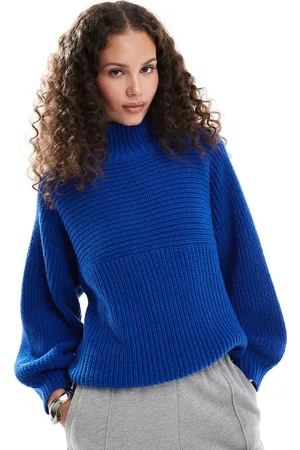 Monki Libby high neck knitted rib jumper in
