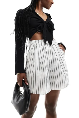 Bershka Cotton longline shorts in stripe