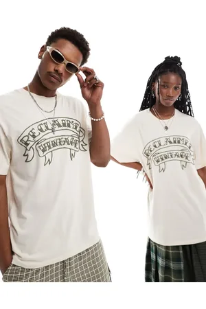 Reclaimed Festival unisex t-shirt with embroidery rodeo logo in ecru
