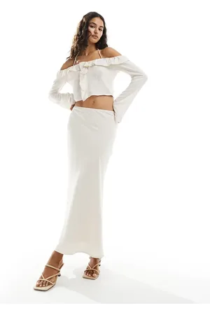 Pretty Lavish Textured midaxi skirt co-ord in cream