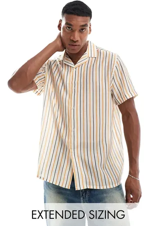 ASOS Boxy relaxed revere striped shirt in