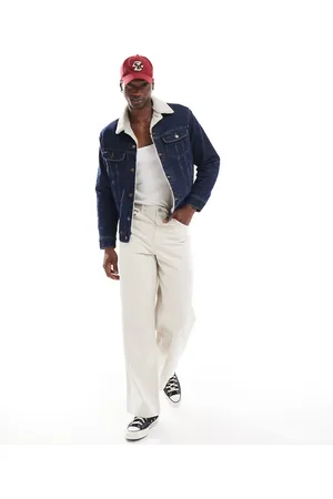 Lee Borg sherpa lined denim jacket in light wash
