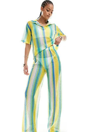 Extro & Vert Tall Striped crochet trouser co-ord in stripe