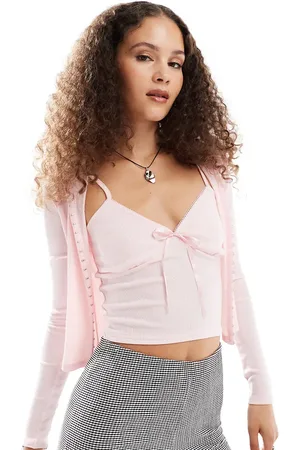 Daisy Street Fitted cardigan cami set in baby