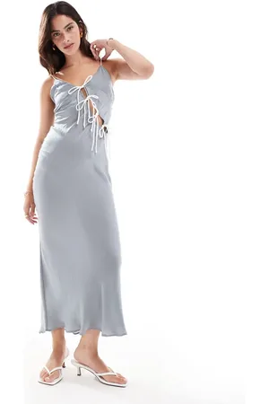 ASOS Tie up cut out strappy satin midi dress in