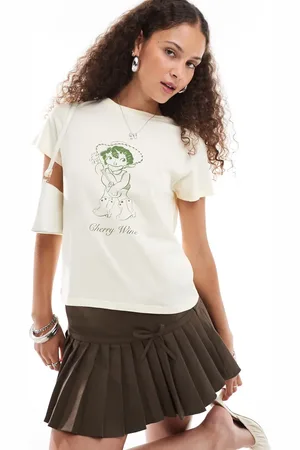 Motel Saki classic cowgirl motif t-shirt in buttermilk