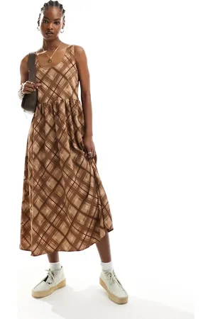 Daisy Street Midi smock dress in check