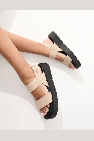 Schuh Tayla double strap sling back sandals in camel
