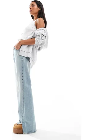Stradivarius Straight leg jeans with studs in light