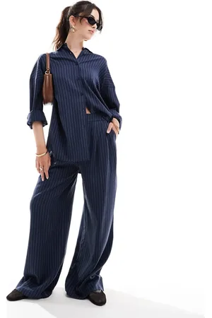 ASOS Wide leg pull on trouser in stripe