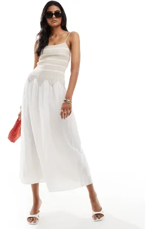 & OTHER STORIES Midi dress with contrast thread smocking and drop waist in