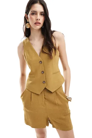 ASOS Waistcoat with linen in olive