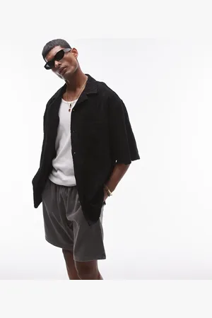 Topman Oversized fit button through jersey shirt with jacquard in