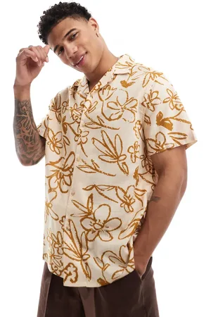 ASOS Relaxed revere linen look shirt in floral print