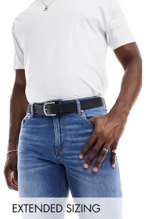ASOS Leather belt with burnished silver buckle in vintage