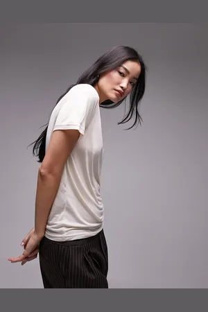Topshop Premium slinky boxy tee in stone