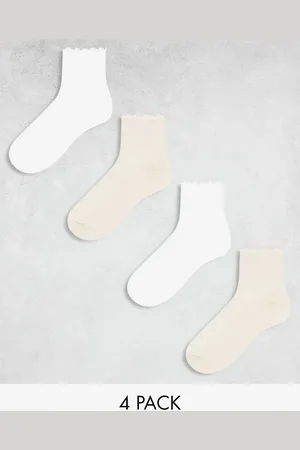 Lindex 4 pack lettuce edge ankle sock in
