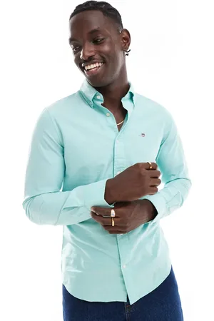 GANT Shield logo embroid slim fit oxford shirt in mint