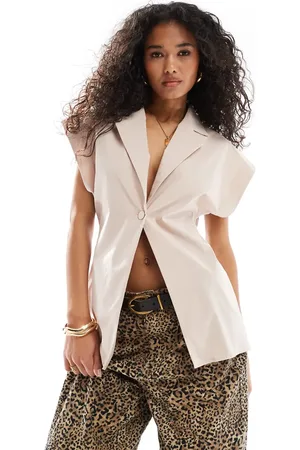 ASOS Structured long line waistcoat in blush