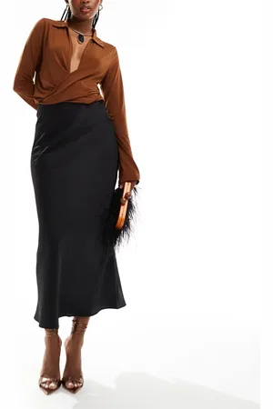 VILA Satin maxi skirt in