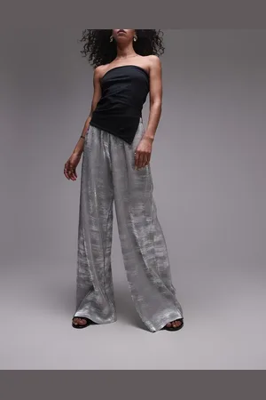 Topshop Foil print plisse trouser in