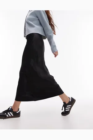 Topshop Satin bias midi skirt in