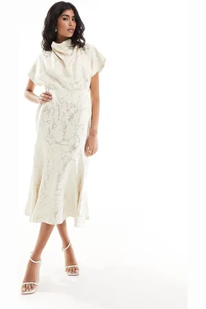 Closet Drape midaxi dress in cream and gold