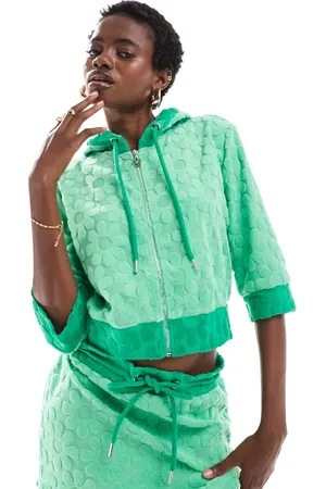 Labelrail X Olivia Grace Herring floral embossed towelling zip through top in