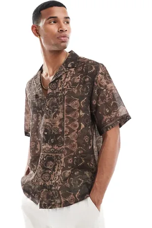 ASOS Relaxed revere shirt with tapestry print in