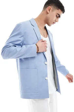 ASOS Slouchy oversized blazer in pale linen mix