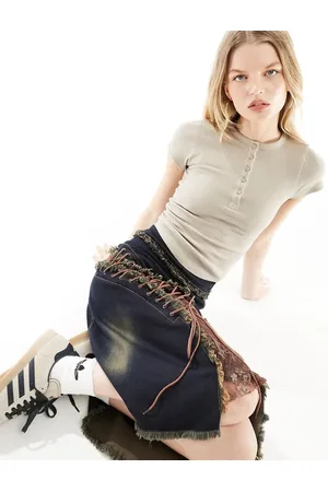COLLUSION Waffle cap sleeve top in stone