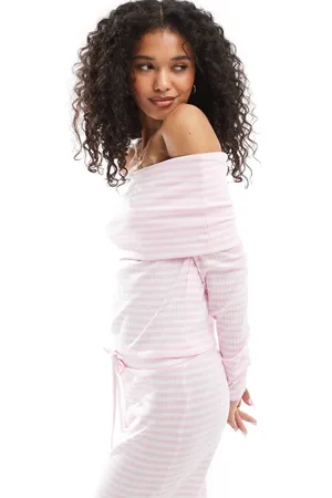 Pieces® Ribbed jersey bandeau top co-ord in stripe