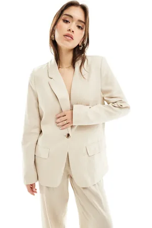 VILA Linen blazer co-ord in oatmeal