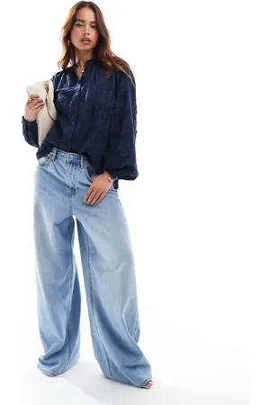 & OTHER STORIES Floral embroidered blouse in navy
