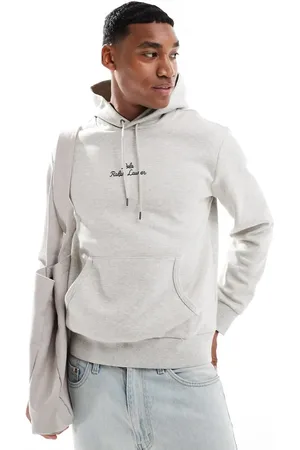 Ralph Lauren Central script logo double knit hoodie in marl