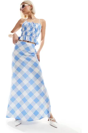 Emory Park Slip midi skirt in white check co-ord