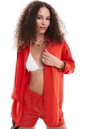 Monki Co-ord long sleeve linen blend oversized shirt in